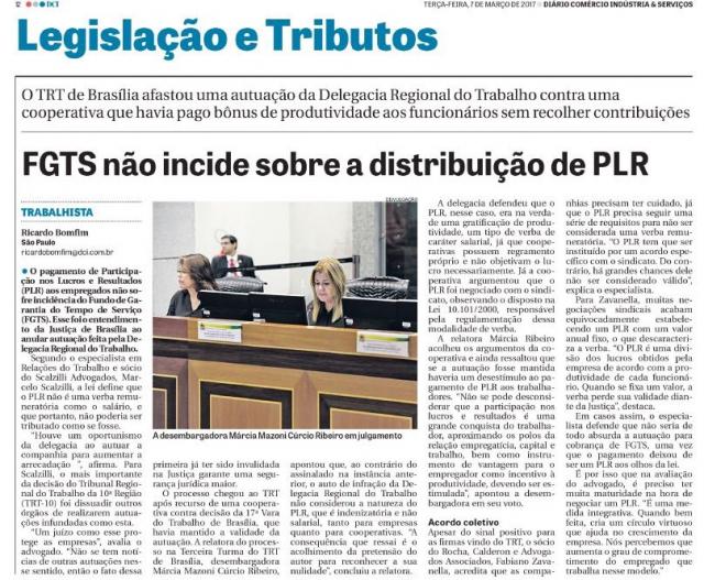 FGTS não incide sobre a distribuição de PLR